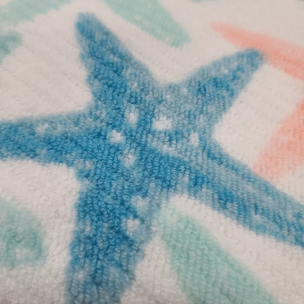 6pc Resort Collection Coastal Starfish Bath & Hand TOWEL Set 100% Cotton New